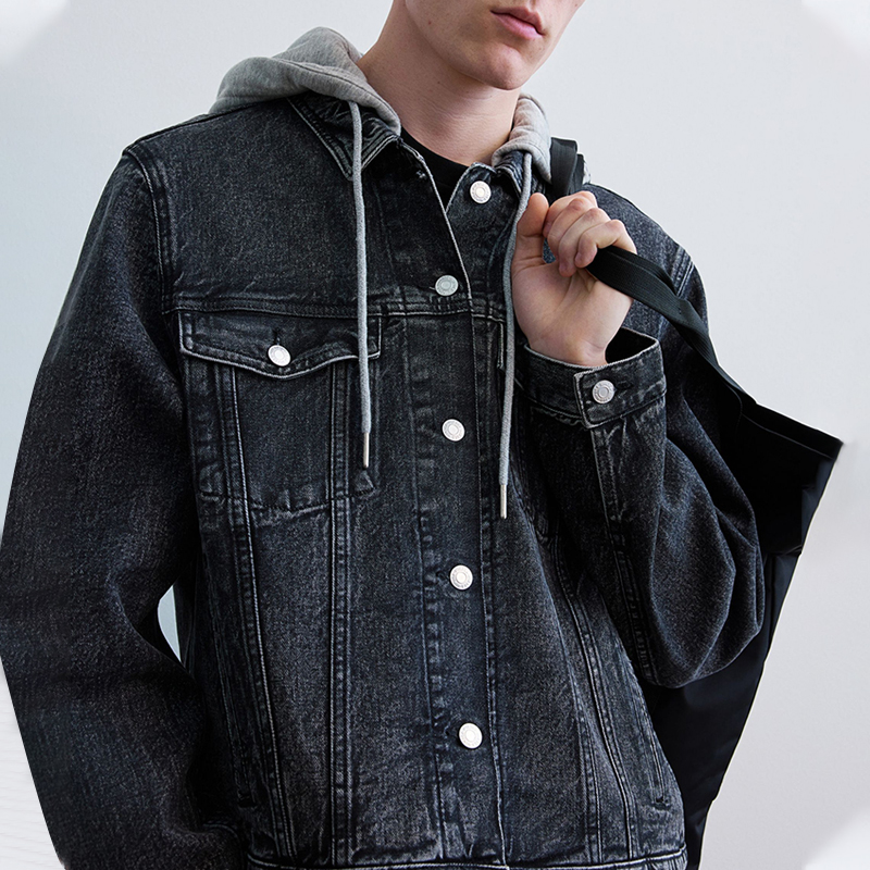 hongfeng mens denim hoodie jacket supplier